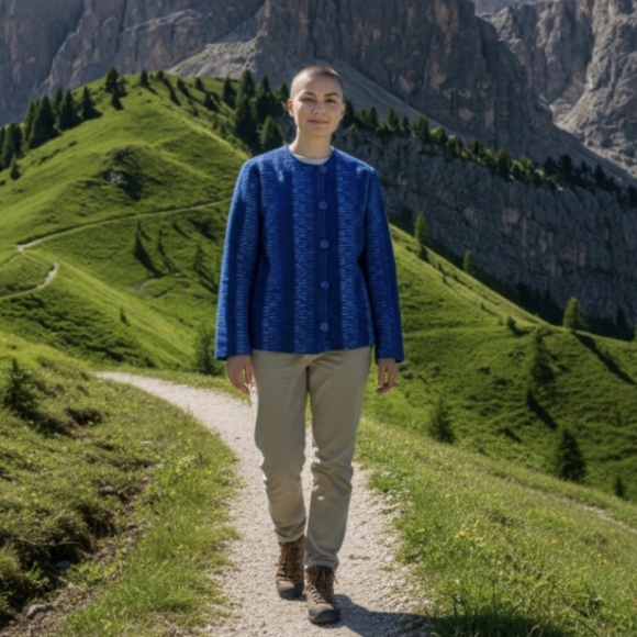 Rynning & Ihlen handwoven in Norway wool shades of blue indie blazer sz S - Picture 10 of 10